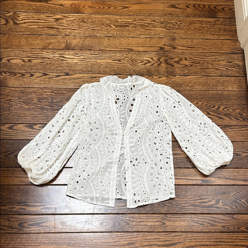 Elegant and Super Soft White Eyelet Lace Women's Top - Summer Must Have